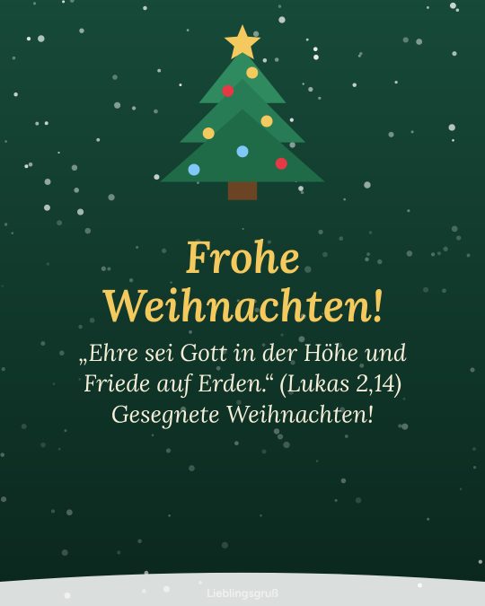 Frohe Weihnachten! „Ehre sei Gott in der Höhe und Friede auf Erden.“ (Lukas 2,14) Gesegnete Weihnachten!