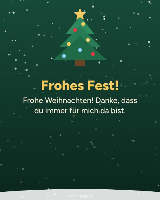 Frohes Fest! Frohe Weihnachten! Danke, dass du immer für mich da bist.