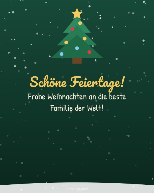 Schöne Feiertage! Frohe Weihnachten an die beste Familie der Welt!