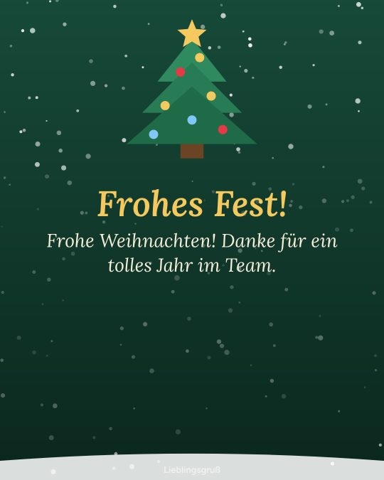 Frohes Fest! Frohe Weihnachten! Danke für ein tolles Jahr im Team.