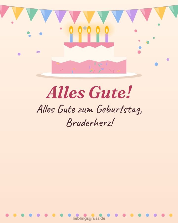 Alles Gute! Alles Gute zum Geburtstag, Bruderherz! (Motiv Torte)