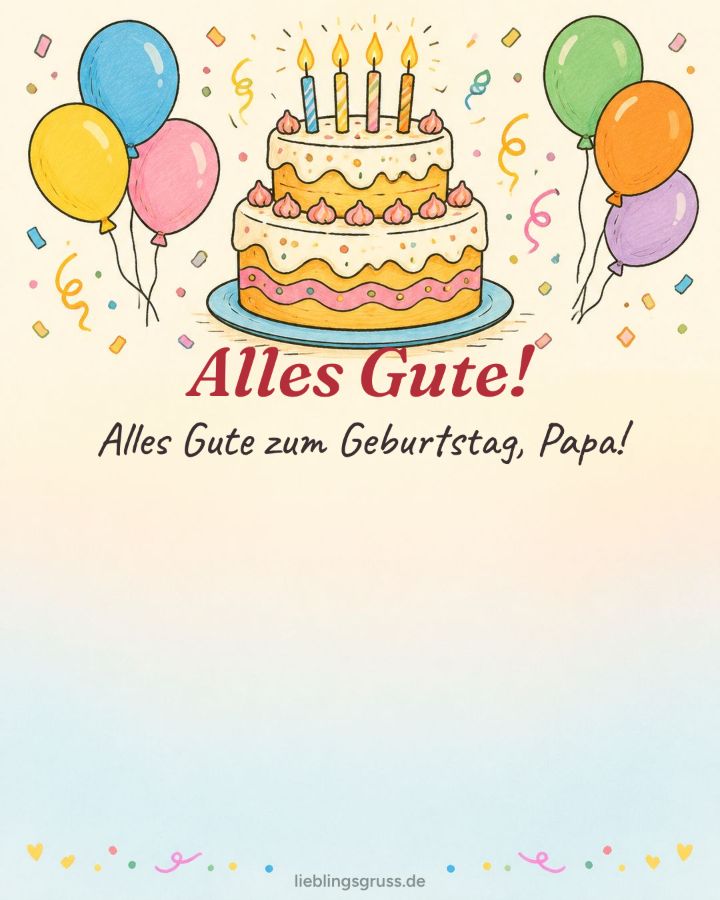 Alles Gute! Alles Gute zum Geburtstag, Papa! (Motiv Gezeichnet)
