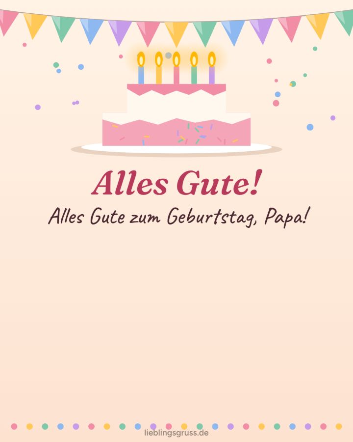 Alles Gute! Alles Gute zum Geburtstag, Papa! (Motiv Torte)